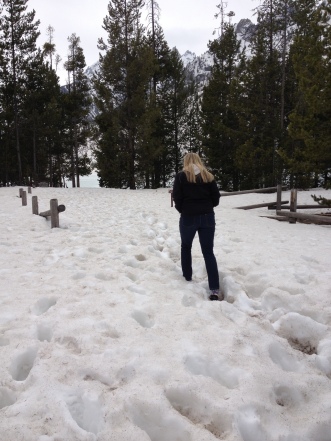 Hiking through the snow in Grand Teton National Park